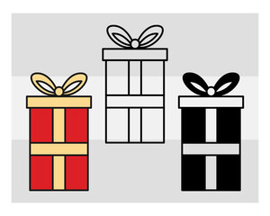 Gift Box SVG Silhouette Bundle, Gift Box Silhouette, Birthday Gift Svg, Present Svg, Gifts Svg, Gift Wrap svg, Gift Box PNG, Giftbox Vector, Gift Box Clipart, Ribbon, Cut Files