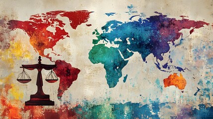 A visual representation of the international community coming together to address global justice issues through the International Criminal Court