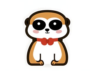 cute cartoon illustration,meerkat minimalist design blank white background,design,brown,smile