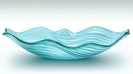 Aqua Glass Wave Bowl Elegant Home Decor Modern Design