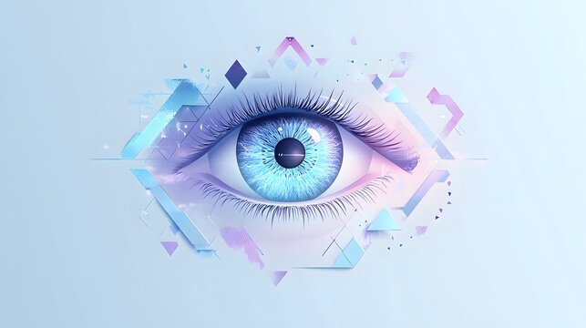 Awesome flat illustration design for World Glaucoma Week background showing interconnected elements such as a human eye, a globe, and awareness ribbons, in pastel shades - Powered by Adobe