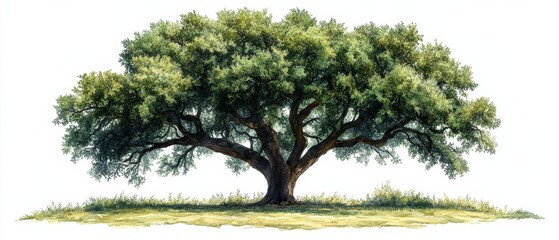 Majestic Oak Tree with Lush Green Leaves in Vibrant Landscape Setting