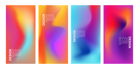 Abstract liquid backdrop with variations. Color blending and blurred fluid texture. Vibrant gradient mesh.