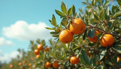Close up of orange in the orchard