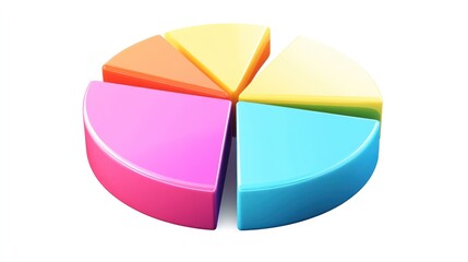 Fototapeta premium Colorful 3D pie chart with seven segments, isolated on white background.