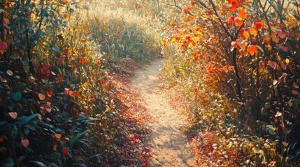 Autumn Path in a Forest