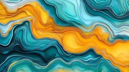 Fototapeta premium Abstract Swirling Blue Teal and Gold Liquid Marble Texture Background Design