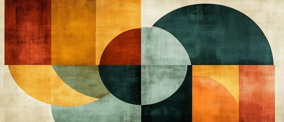 Abstract Geometric Art Warm Hues Subtle Texture. AI Generated