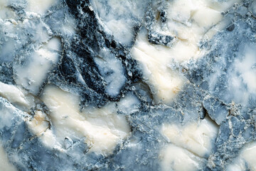 A close-up view of blue-veined Saint Agur cheese. (Generative AI)