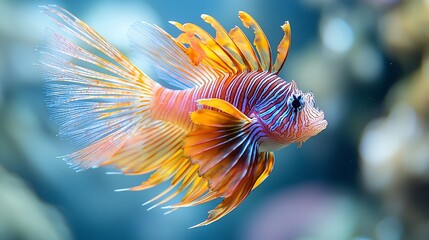 Fototapeta premium Spectacular Lionfish: A vibrant underwater portrait