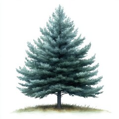 Lush Evergreen Tree with Full Shading and Vibrant Green Foliage