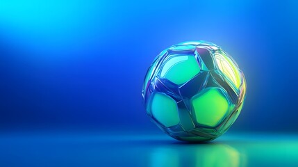 Naklejka premium Abstract iridescent sphere on blue background