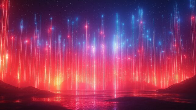 A colorful sky with a red and blue background