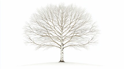 Bare deciduous tree isolated on white background.