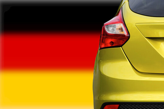 The flag of Germany and a modern car