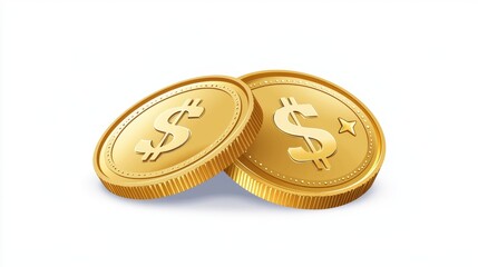 Gold Coins Featuring Dollar Sign Symbolizing Wealth and Prosperity, Ideal for Financial Concepts, Investment Strategies, and Economic Growth Themes in Stock Photography