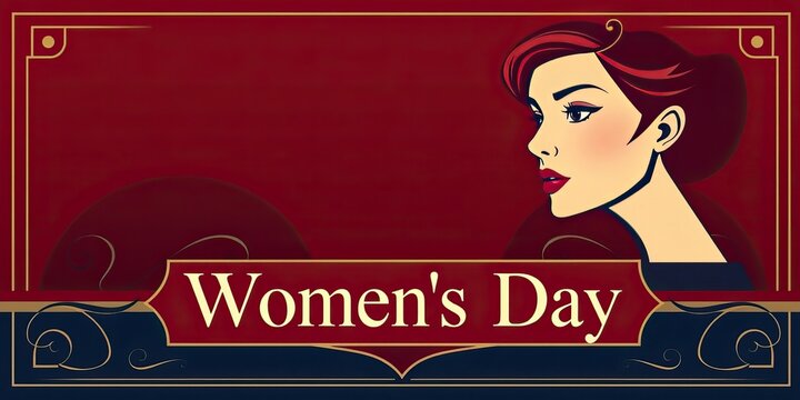 This banner highlights Women's Day on March 8, showcasing the strength and beauty of women while celebrating their vital roles in society with elegant design elements