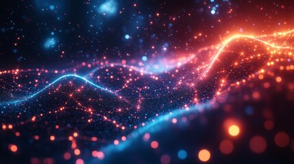 Obraz premium Dynamic Data Symphony: A Vibrant Interplay of Flowing Information