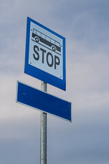 Bus Stop Sign with Blank Destination Sign