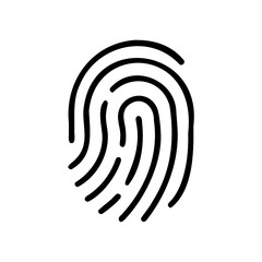 Black Fingerprint Outline Vector Illustration Isolated on Transparent Background