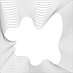 Square frame emblem blending wavy line shape, banner, logo, symbol