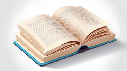 Creative 3D icon of a book with layered pages, isolated on a white background.