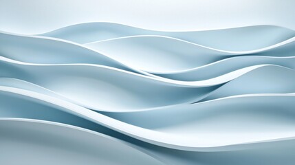 Obraz premium Abstract Light Blue Wave Background Smooth 3D Rendered Curves Elegant Design Texture