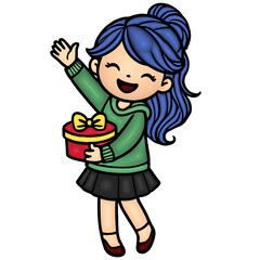 girls with birthday gift