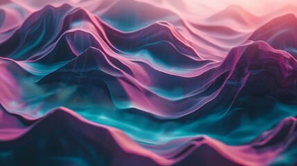 Fototapeta premium Abstract Purple and Teal 3D Rendered Wave Pattern Digital Art Background