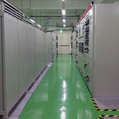 Electrical control cabinet in industrial system.