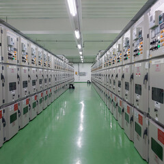 Electrical control cabinet in industrial system.
