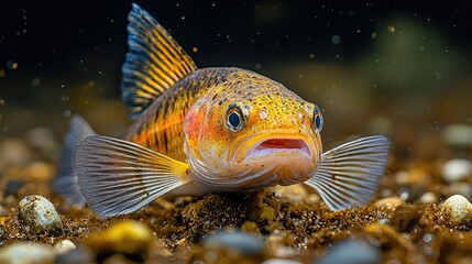 Fototapeta premium Stunning Close-Up of a Golden Fish in its Natural Habitat