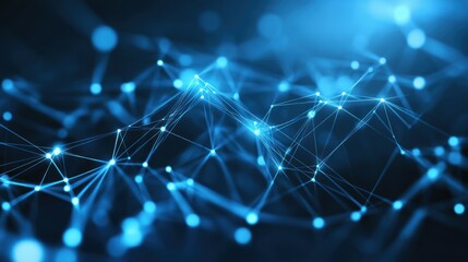 Blue Glowing Network Abstract Digital Connections