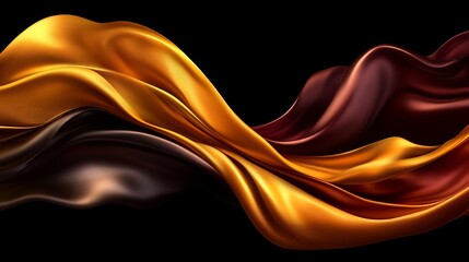 Abstract Gold and Brown Silk Waves: A Luxurious Digital Art