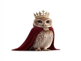 Obraz premium Majestic owl wearing a crown enchanted forest digital art fantasy close-up royalty concept
