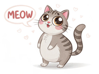 Obraz premium cat, animal, cartoon, vector, kitten, pet, cute, illustration, art, kitty, feline, domestic, drawing, pets, character, fun, animals, fur, funny, tail, painting, mammal, design, paw, sitting