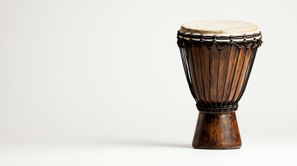 A single djembe drum on a white background.