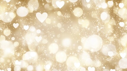 Sparkling Golden Hearts Bokeh Background Design