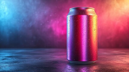Cool Can: Neon-Lit Aluminum Beverage Can with Condensation