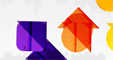 Grainy stain texture geometric abstract background with circles, squares and lines. Vector Illustration For Wallpaper, Banner, Background, Card, Book Illustration, landing page