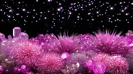 Sparkling Pink Crystals and Festive Decor Elements