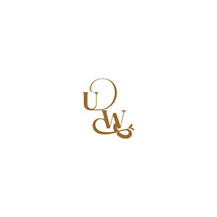 initial leaf line UW monogram wedding concept letter modern organic logo