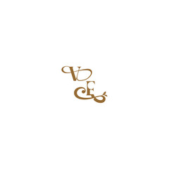 initial leaf line VF monogram wedding concept letter modern organic logo