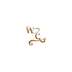 initial leaf line WC monogram wedding concept letter modern organic logo