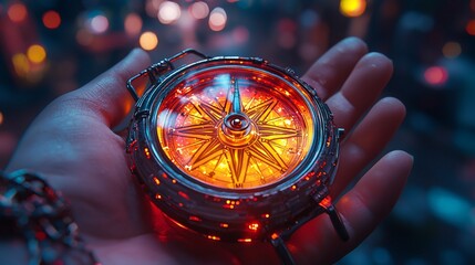 Glowing Compass in Hand: A Journey's Beginning