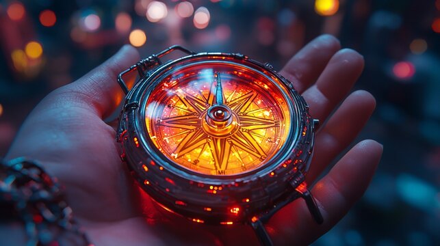 Glowing Compass in Hand: A Journey's Beginning
