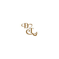 modern organic logo DT initial leaf line monogram wedding concept letter