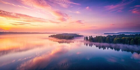 Fototapeta premium High-resolution drone photo: serene pastel peach and lavender gradient, creating a calming, soft background.