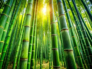 Fototapeta premium Immersive high-resolution image: Damyang's lush bamboo forest, deep depth of field, vibrant green.