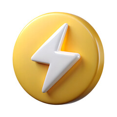 3d Realistic Lightning bolt illustration isolated on white background. Cartoon plastic style